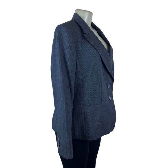 Luxe The Limited Womens Gray Wool Blazer Pinstripe 2-Button Suit Jacket Size 14 - Picture 2 of 9